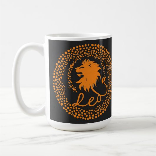 Leo Zodiac Symbol mit feinem goldenen Löwenkopf Kaffeetasse (Links)