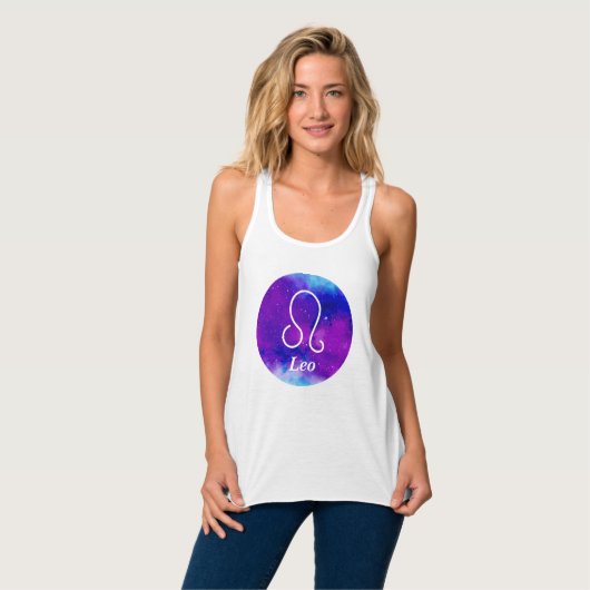 Leo Zodiac Symbol Space Nebula Tank Top (Vorderseite Vollansicht)