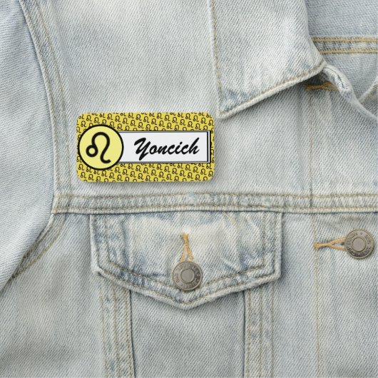 Leo Zodiac Symbol Standard von Kenneth Yoncich Namensschild (Beispiel)