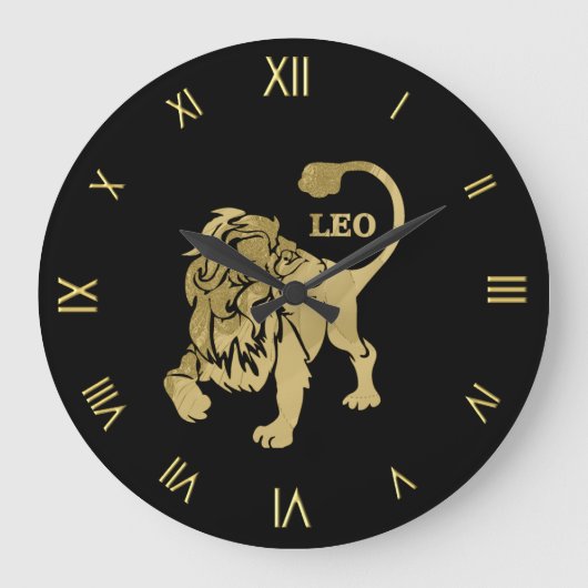 Leo Zodiac Symbol Wall Clock Große Wanduhr (Vorderseite)