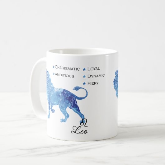 Leo Zodiac Traits Tasse (Vorderseite Links)