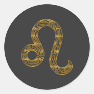Leo Zodiac - Tribal Gold Runder Aufkleber
