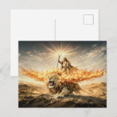 Leo Zodiac with Warrior Riding a Fiery Winged Lion Postkarte (Vorne/Hinten)