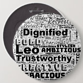 Leo Zodiac Word Cloud Inspiration Button (Vorne & Hinten)