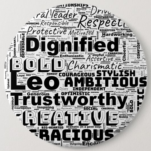 Leo Zodiac Word Cloud Inspiration Button (Vorderseite)