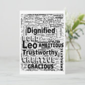 Leo Zodiac Word Cloud Inspiration Einladung (Stehend Vorderseite)