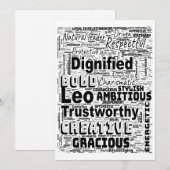 Leo Zodiac Word Cloud Inspiration Einladung (Vorne/Hinten)