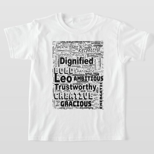 Leo Zodiac Word Cloud Inspiration Latte Tasse T-Shirt (Ablage )