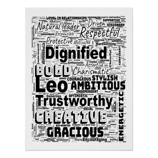 Leo Zodiac Word Cloud Inspiration Poster (Vorderseite)