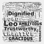 Leo Zodiac Word Cloud Inspiration Quadratischer Aufkleber (Vorderseite)