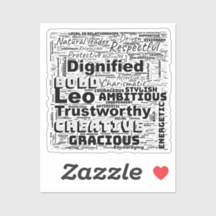 Leo Zodiac Word Cloud Inspiration Vinyl Aufkleber