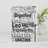 Leo Zodiac Word Cloud Spiral Einladung (Stehend Vorderseite)