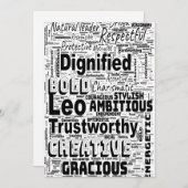 Leo Zodiac Word Cloud Spiral Einladung (Vorne/Hinten)