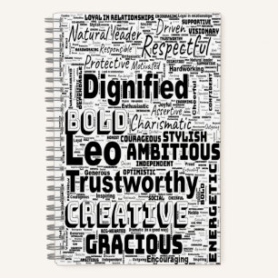 Leo Zodiac Word Cloud Spiral Planner Notizblock