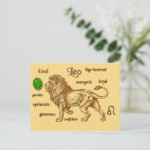 Leo zodiale Merkmale Postkarte (Stehend Vorderseite)