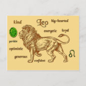 Leo zodiale Merkmale Postkarte (Vorderseite)