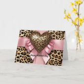 Leoard Pink Ribbon Valentine's Day Heart Card Karte (Gelbe Blume)