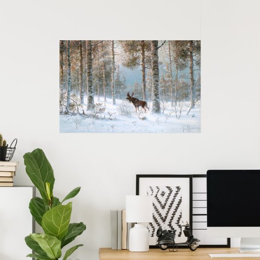 Leodinowitsch: Elch im Wald Poster (Heimbüro)