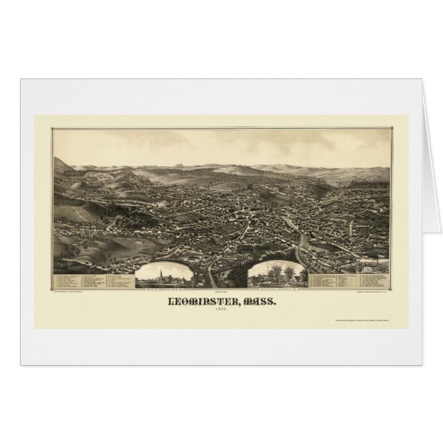 Leominster, panoramische Karte MAs - 1886 (Vorderseite (Horizontal))