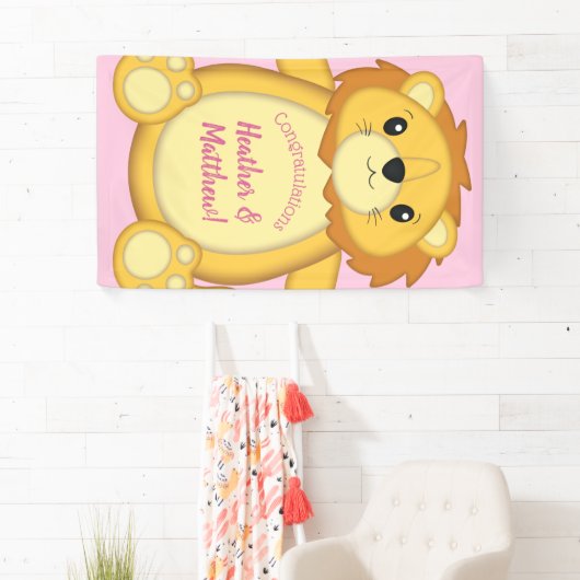 Leon Baby Dusche Pink Banner (Insitu)
