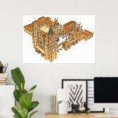 Leon Cathedral. Spanien Poster (Heimbüro)