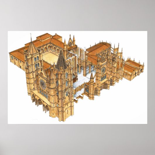 Leon Cathedral. Spanien Poster (Vorne)