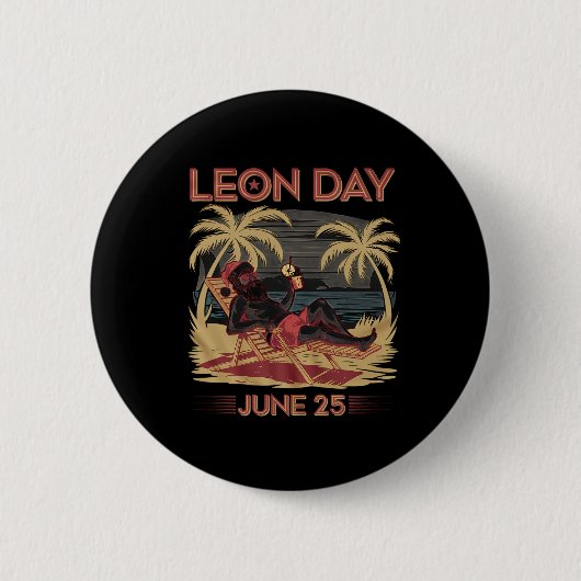 Leon Day 25 Juni Santa Beach 6 Monate bis Weihnach Button (Vorderseite)