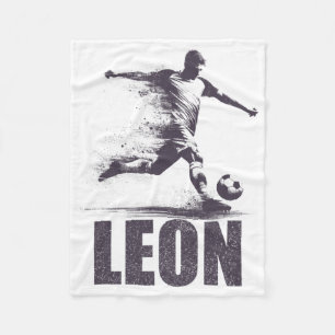 Leon Fußballjungen Personalisierter Vorname Leon Fleecedecke