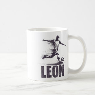 Leon Fußballjungen Personalisierter Vorname Leon Kaffeetasse
