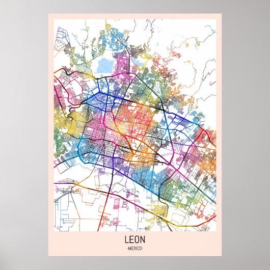 León Mexico City Map Poster (Vorne)