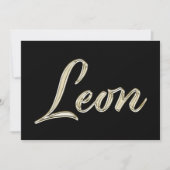 Leon Name white gold Handwriting Karte (Vorderseite)
