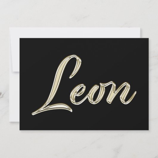 Leon Name white gold Handwriting Karte (Vorderseite)