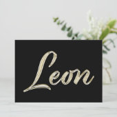 Leon Name white gold Handwriting Karte (Stehend Vorderseite)