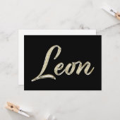 Leon Name white gold Handwriting Karte (Vorderseite/Rückseite Beispiel)