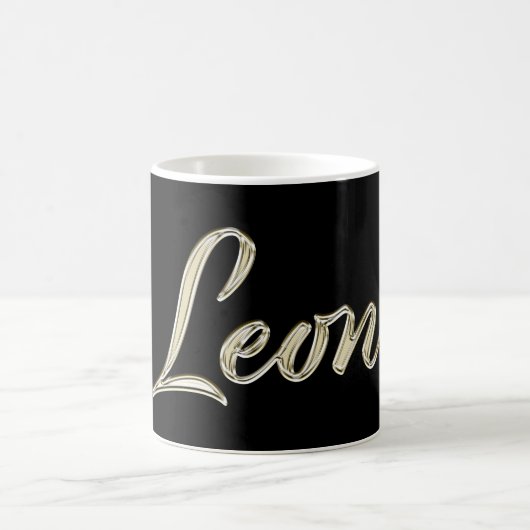 Leon Name whitegold Tasse Teetasse Kaffeetasse (Mittel)