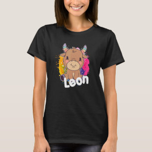 LEON Niedlich Boy Name mit bezaubernder Kuh T-Shirt