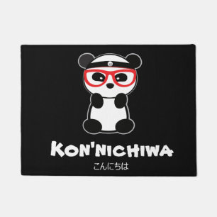 Leon Panda Bear Kon'nichiwa Japanisch Fußmatte