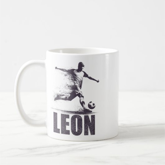 Leon Soccer Boys Personalized First Name Leon Kaffeetasse (Links)