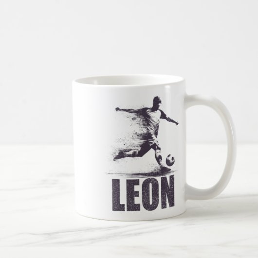 Leon Soccer Boys Personalized First Name Leon Kaffeetasse (Rechts)