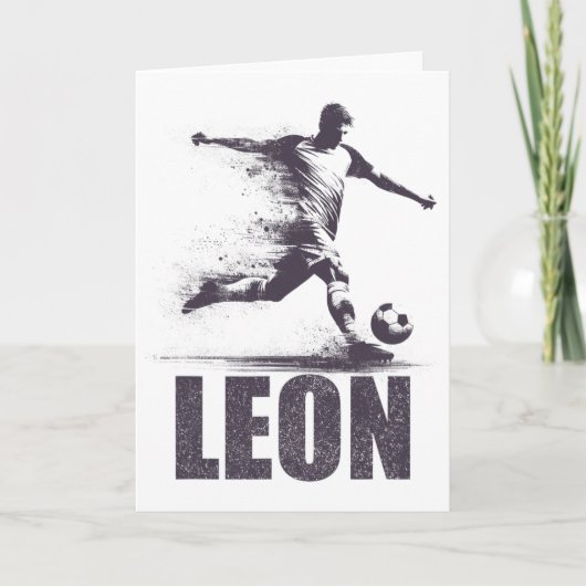 Leon Soccer Boys Personalized First Name Leon Karte (Vorderseite)