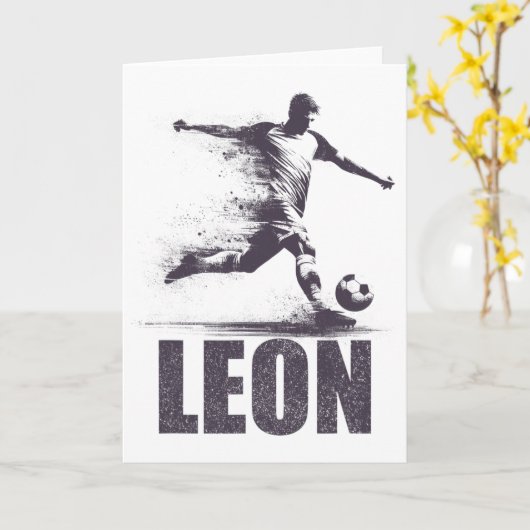 Leon Soccer Boys Personalized First Name Leon Karte (Gelbe Blume)