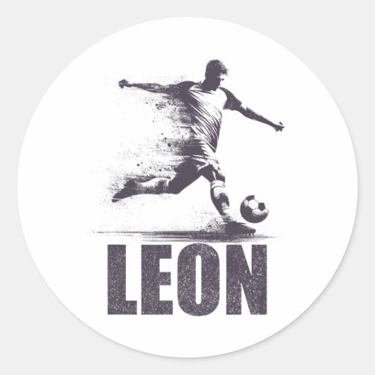 Leon Soccer Boys Personalized First Name Leon Runder Aufkleber (Vorderseite)