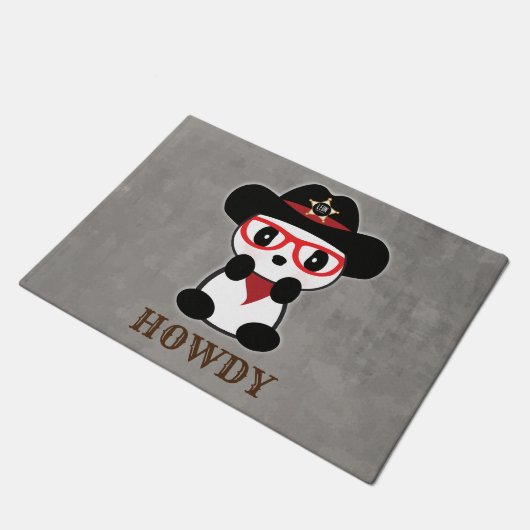 Leon the Panda Bear - Cowboy Panda Bear Fußmatte (Schrägansicht)