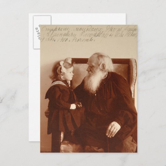 Leon Tolstoi mit seiner Enkelin Tatiana Postkarte (Vorne/Hinten)