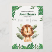 Leon Zoo Party: Ein Minimalistisches Tier zum Gebu Einladung (Vorne/Hinten)