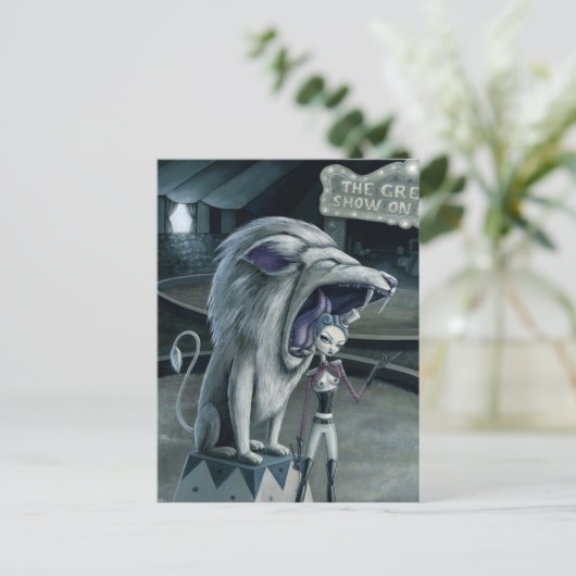 Leona der Löwe Tamer Postkarte (Stehend Vorderseite)