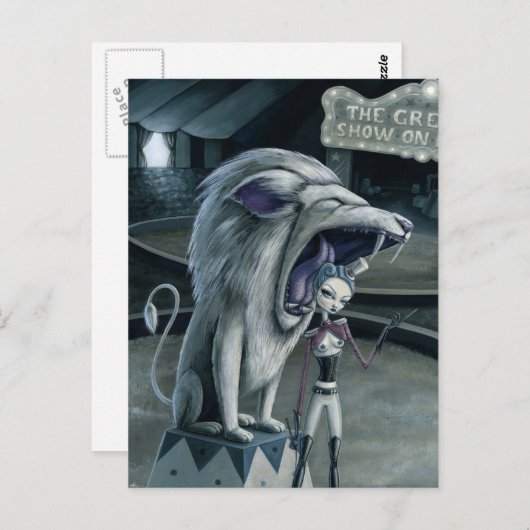 Leona der Löwe Tamer Postkarte (Vorne/Hinten)