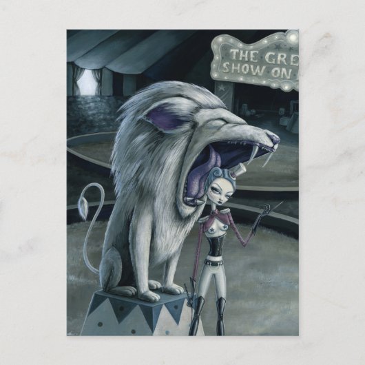 Leona der Löwe Tamer Postkarte (Vorderseite)