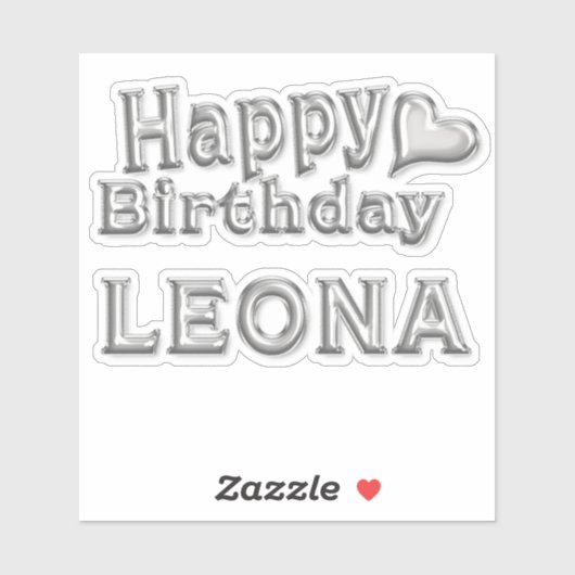Leona Happy Birthday silver Aufkleber Sticker (Blatt)