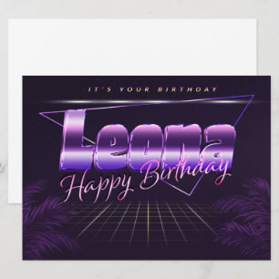 Leona Name Vorname lila retro Karte Geburtstag